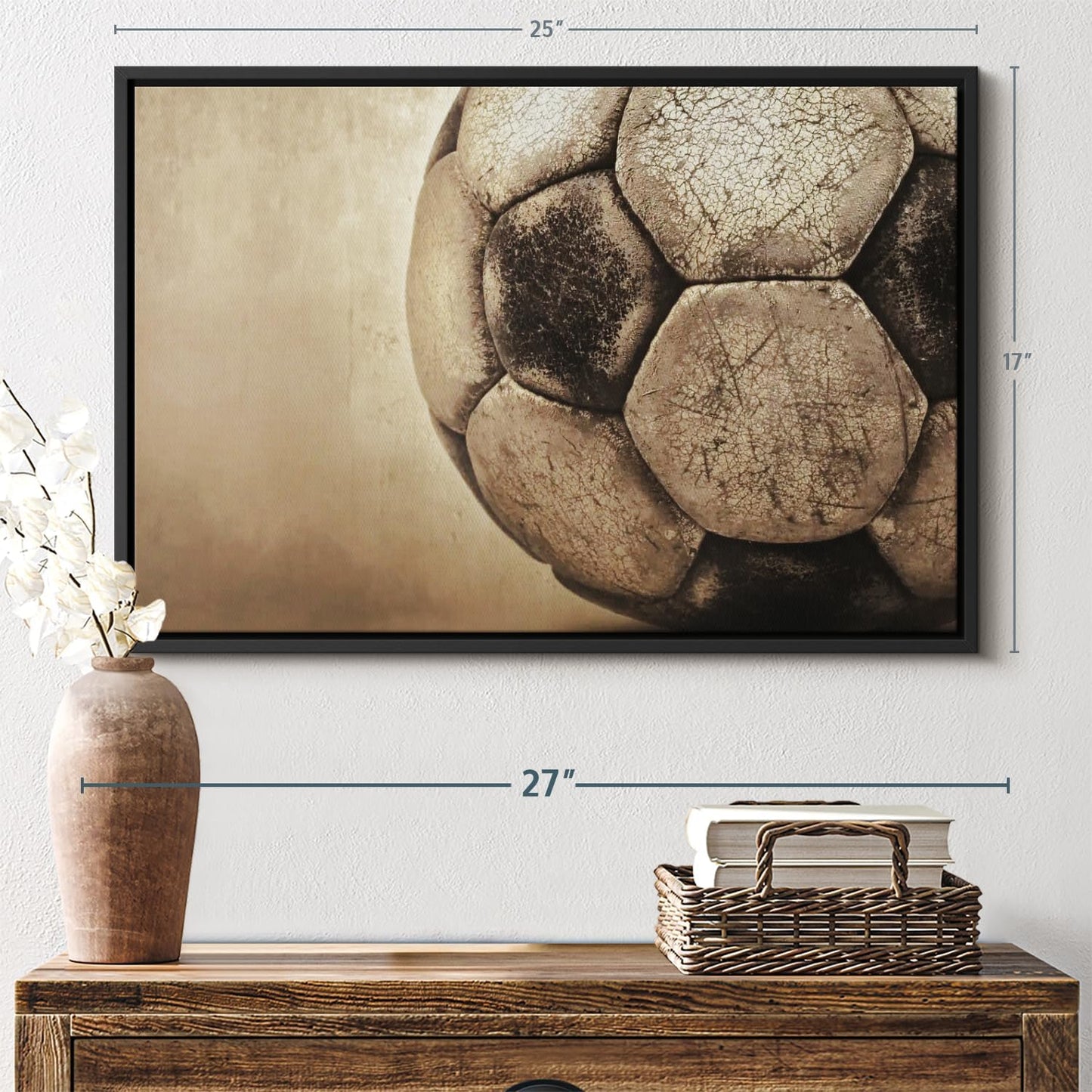 Elephant Stock Worn Soccer Ball Wall Art - Horizontal Framed Canvas - 1-Piece Living Room Wall