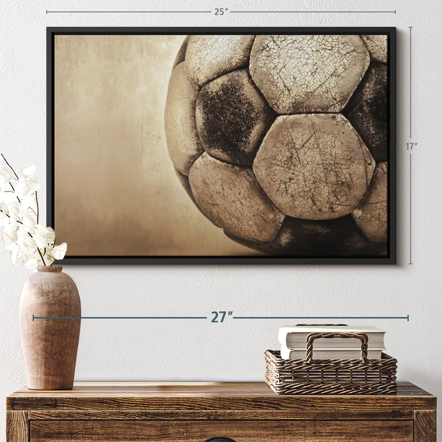 Elephant Stock Worn Soccer Ball Wall Art - Horizontal Framed Canvas - 1-Piece Living Room Wall