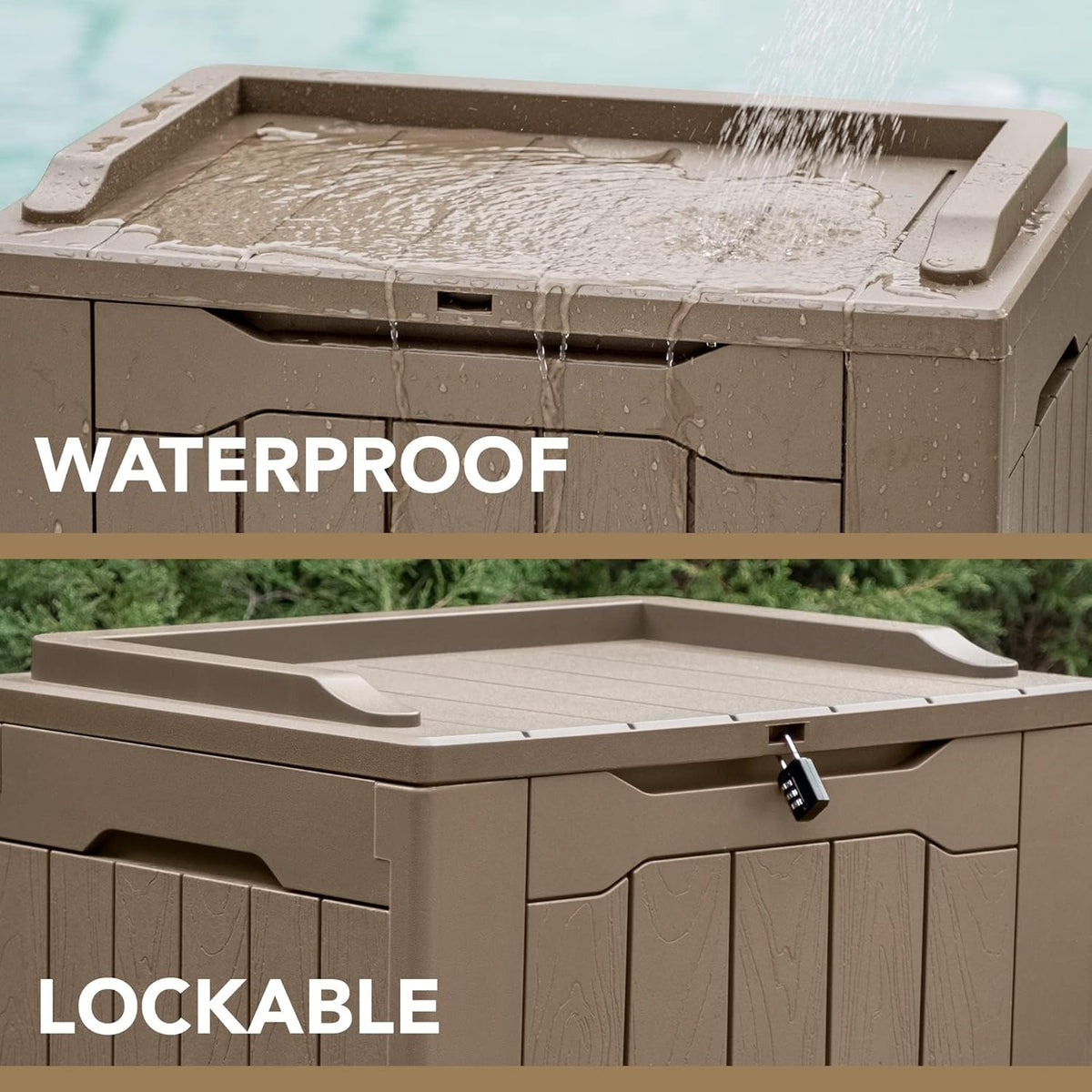 Devoko 30 Gallon Resin Deck Box Outdoor Indoor Waterproof Storage Box for Patio Furniture Pool