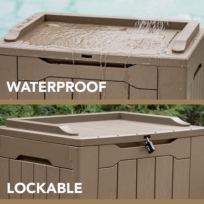 Devoko 30 Gallon Resin Deck Box Outdoor Indoor Waterproof Storage Box for Patio Furniture Pool