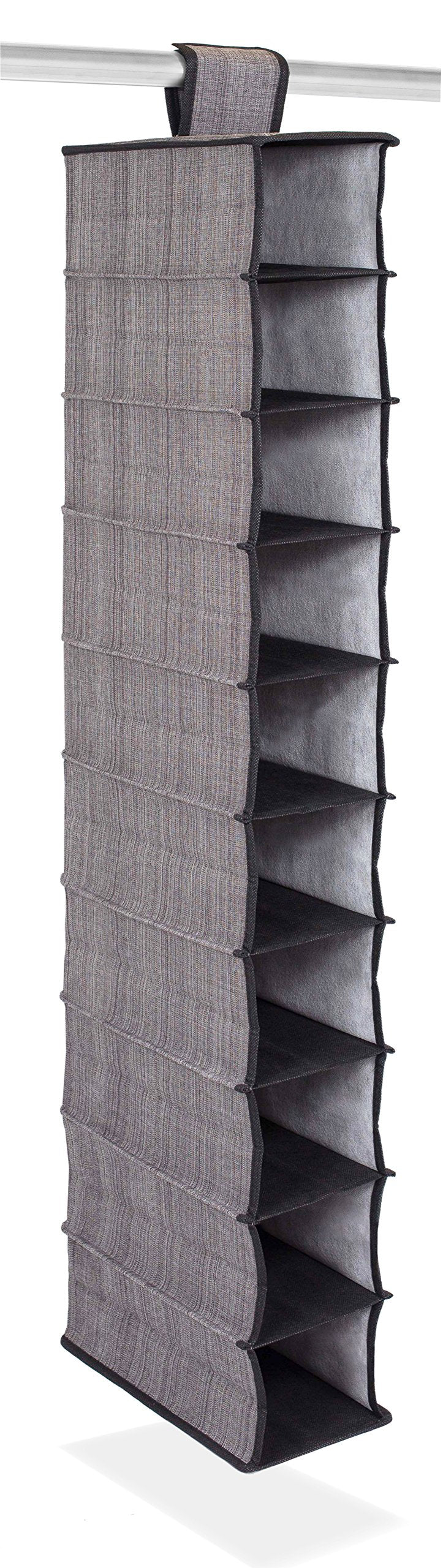 Internet's Best 10 Tier Hanging Shoe Organizer - Narrow Shelf Closet Shoe Rack - Footwear Storage