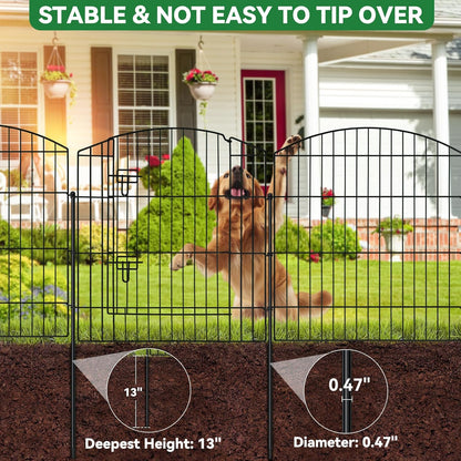 No Dig Decorative Garden Fence with Gate 32in (H) x 24ft (L), 9 Panels + 1 Gate +11 Stakes