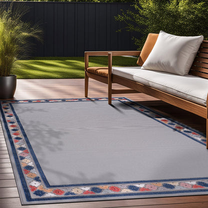 Beverly Rug Outdoor Rug 9x12 Modern Bordered Large Area Rugs for Indoor and Outdoor Patio Easy to