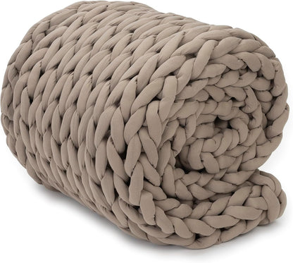 Nuzzie Chunky Knit Weighted Blanket - Breathable, Cooling, Hand Made Knit Throw Blanket for Sleep