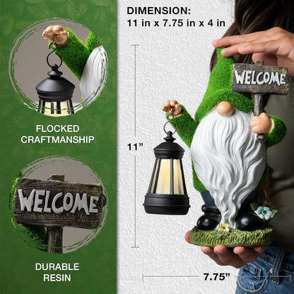 Garden Gnomes Outdoor with LED Solar Light - 11’’ Funny Gnome Decorations/ ornaments for
