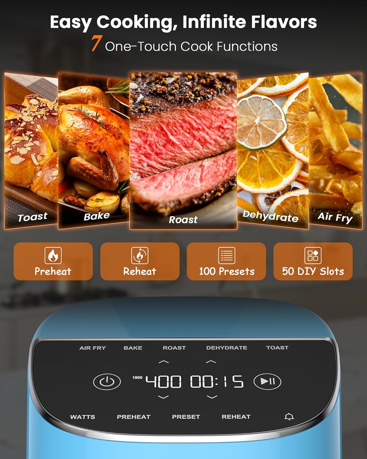 Nuwave Brio Plus Air Fryer 8 Qt, New & Improved, PFAS-FREE, 7 Digital One-Touch Cook Functions that