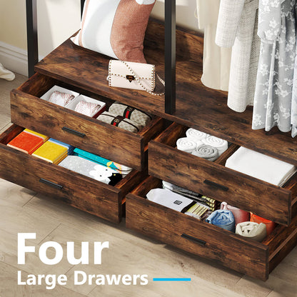 Tribesigns Freestanding Closet Organizer, Garment Rack with 4 Drawers