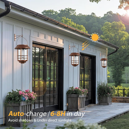 Otdair Solar Wall Lantern Outdoor, Flickering Flames Solar Sconce Lights Outdoor, Hanging Lamps