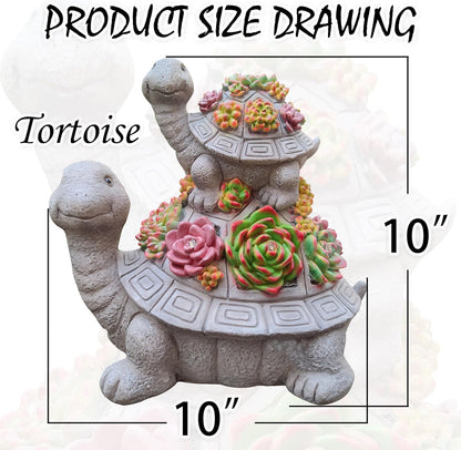 Large Turtle Solar Garden Outdoor Statues with Succulent and 6 LED Lights,Outside Solar Turtle