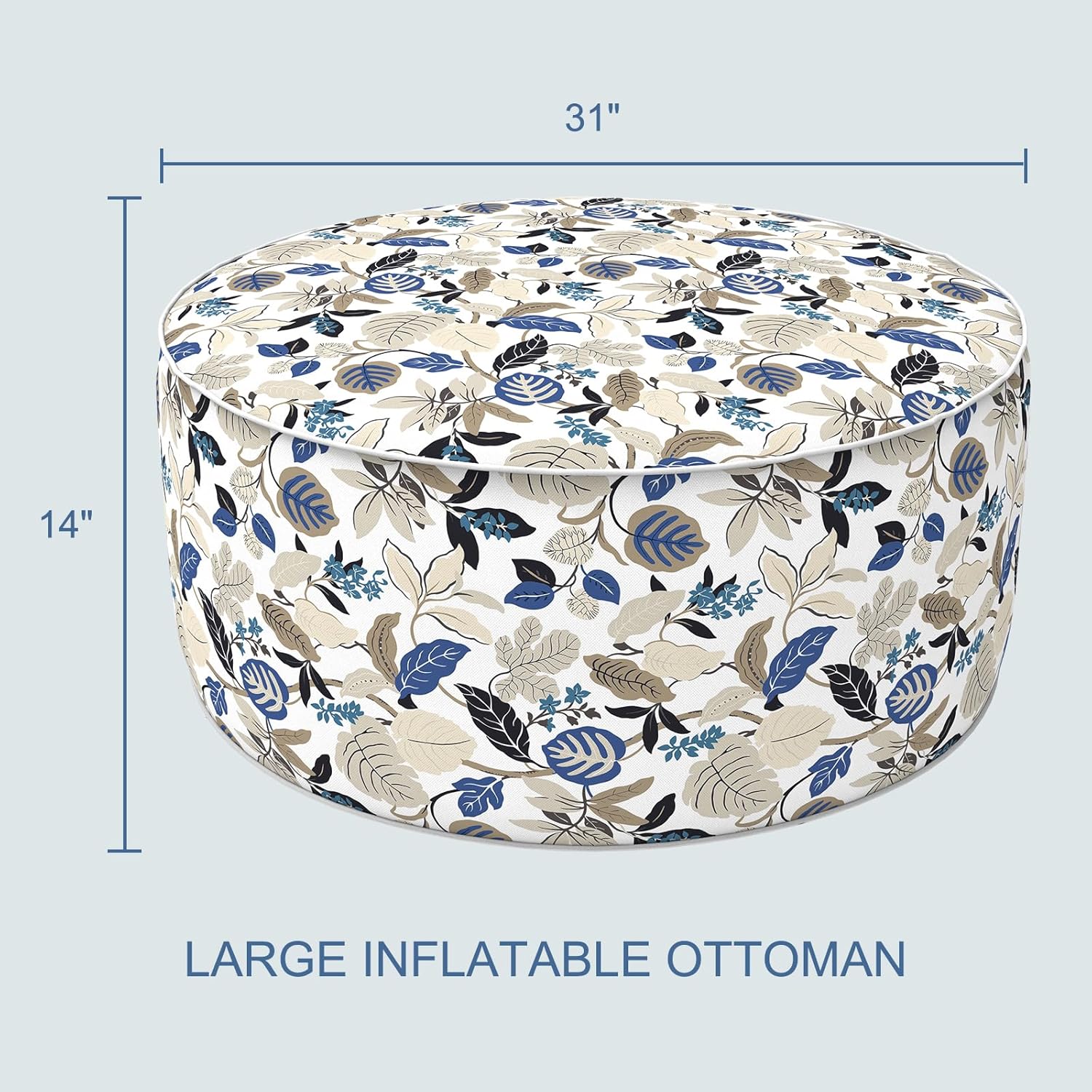 LVTXIII Indoor/Outdoor Inflatable Ottoman, D31 x H14 Inch Large Round Ottoman, All Weather Foot