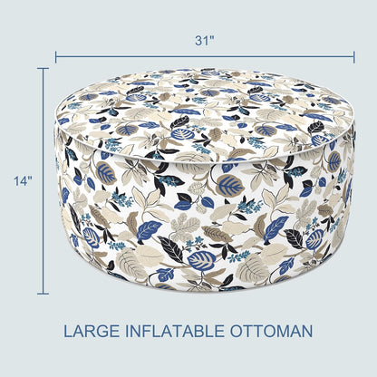 LVTXIII Indoor/Outdoor Inflatable Ottoman, D31 x H14 Inch Large Round Ottoman, All Weather Foot