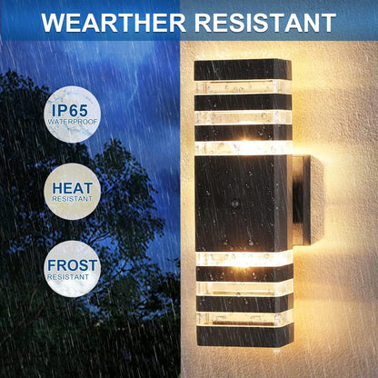 2PK Dusk to Dawn Sensor Outdoor Wall Lights Up Down Porch Lights Modern Exterior Light Fixtures