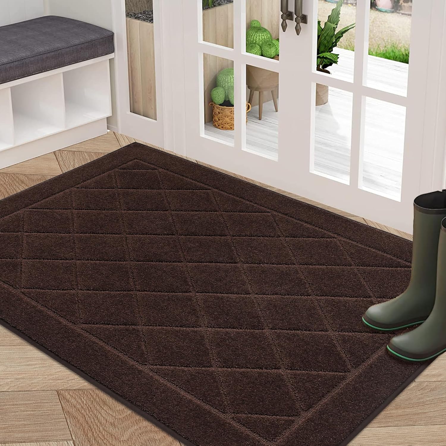 BEQHAUSE Dirt Trapper Door Mat 32" x 48", Doormat Non-Slip Entryway Rugs Washable, Dog Door Mat