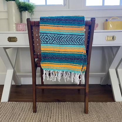 Del Mex Classic Mexican Blanket, Large Authentic Woven Falsa Throw (70"x50"), Artisan Southwest