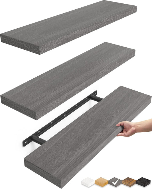 BAYKA Floating Shelves for Wall, 22.5 inches Wall Mounted Rustic Wood Shelves for Bathroom