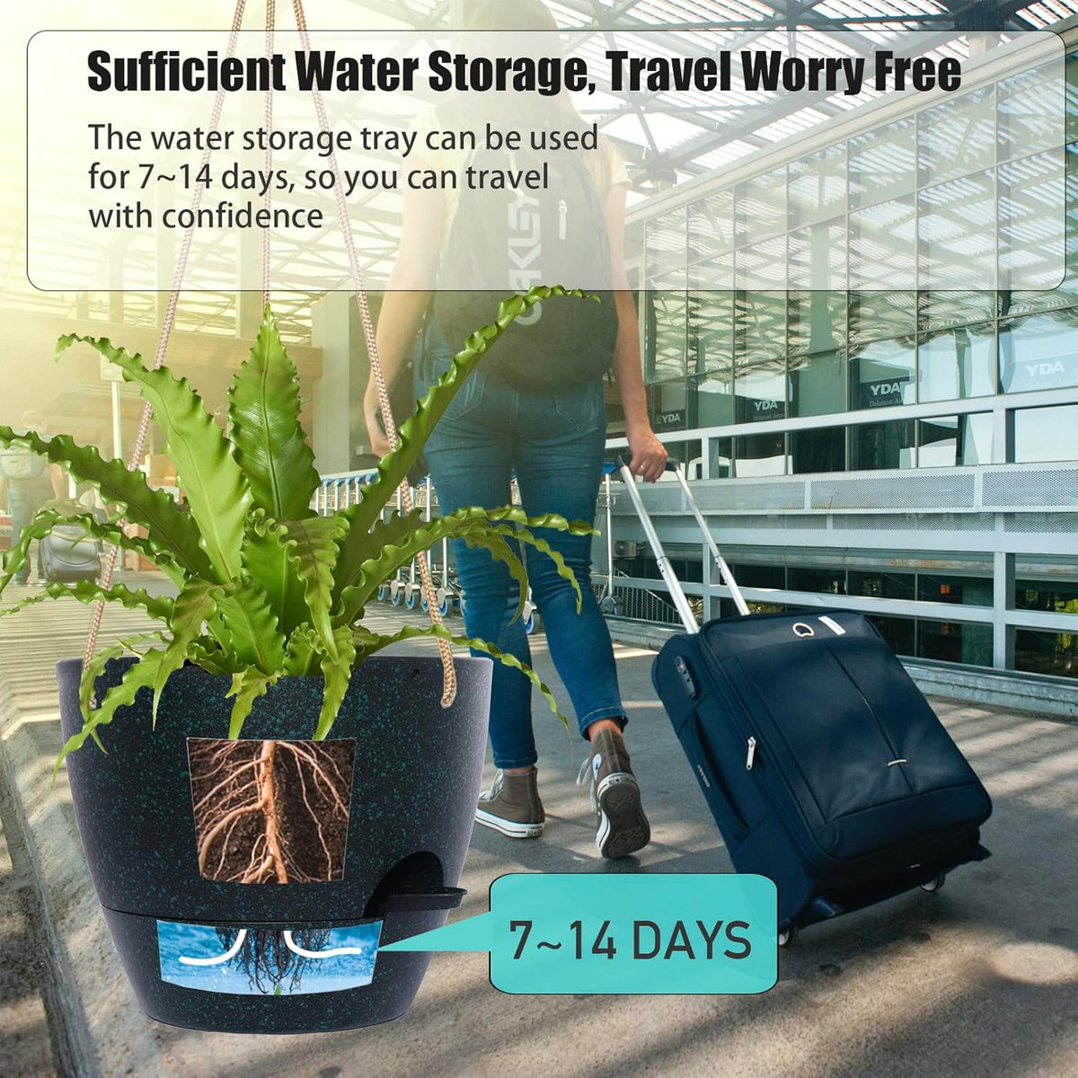 10 Inch Self Watering Hanging Pots, 2 Pack Hanging Planters with 40oZ Deep Reservior for Indoor