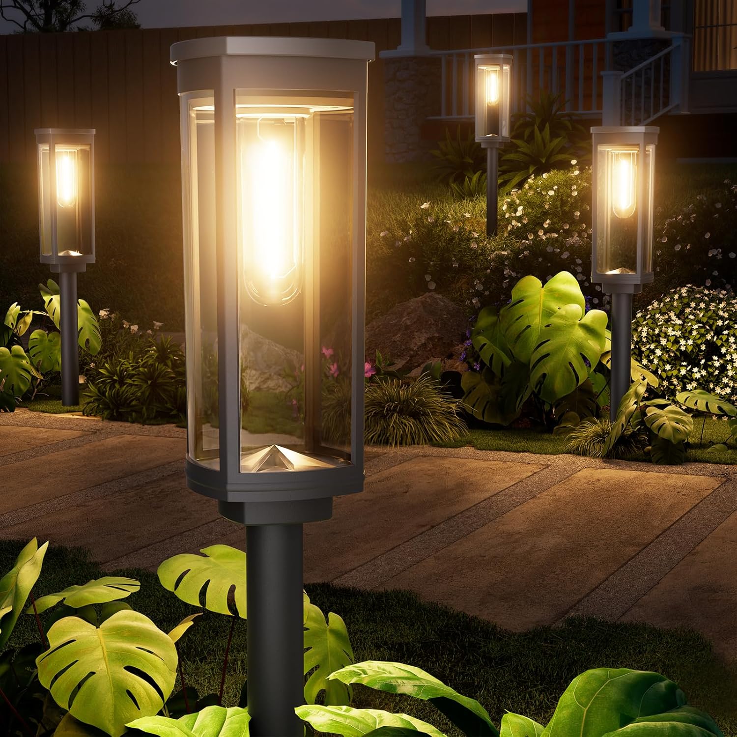 8 Pack Solar Pathway Lights Outdoor IP65 Waterproof Super Brightness Solar Powered Landscape Path