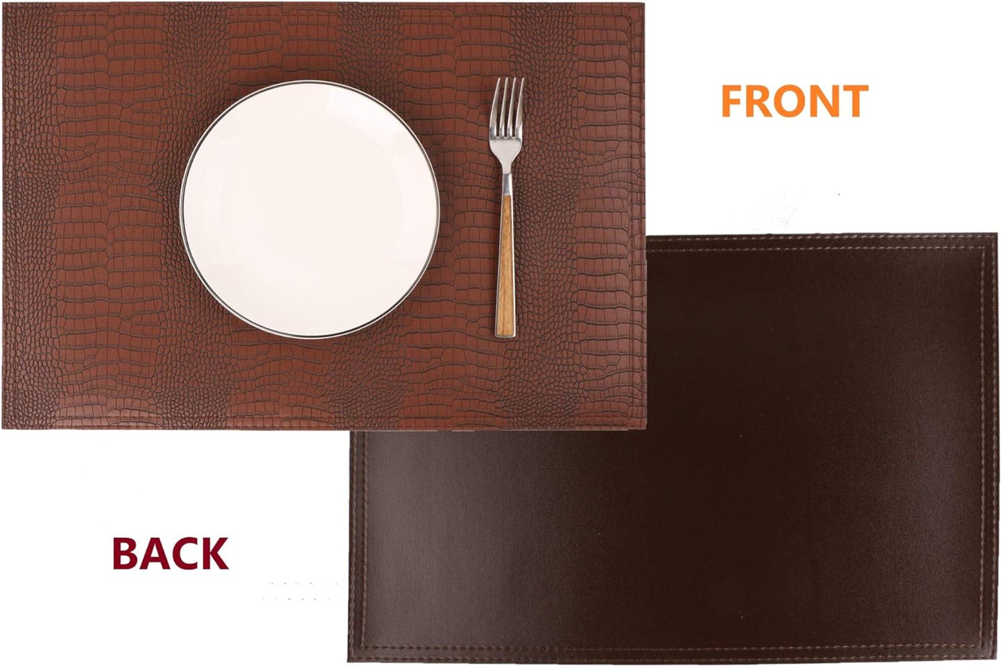 Set of 8 Faux Leather Placemats, PU Table Mats, Waterproof, Stain Resistant, Heat Resistant