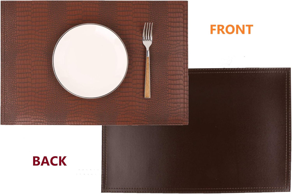 Set of 8 Faux Leather Placemats, PU Table Mats, Waterproof, Stain Resistant, Heat Resistant