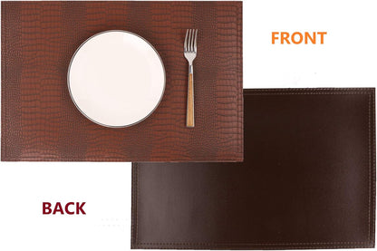 Set of 8 Faux Leather Placemats, PU Table Mats, Waterproof, Stain Resistant, Heat Resistant