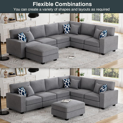 L Lengend Vansen Modular Sectional Sofa U Shaped Couch with Ottoman Modern Reversible Corner