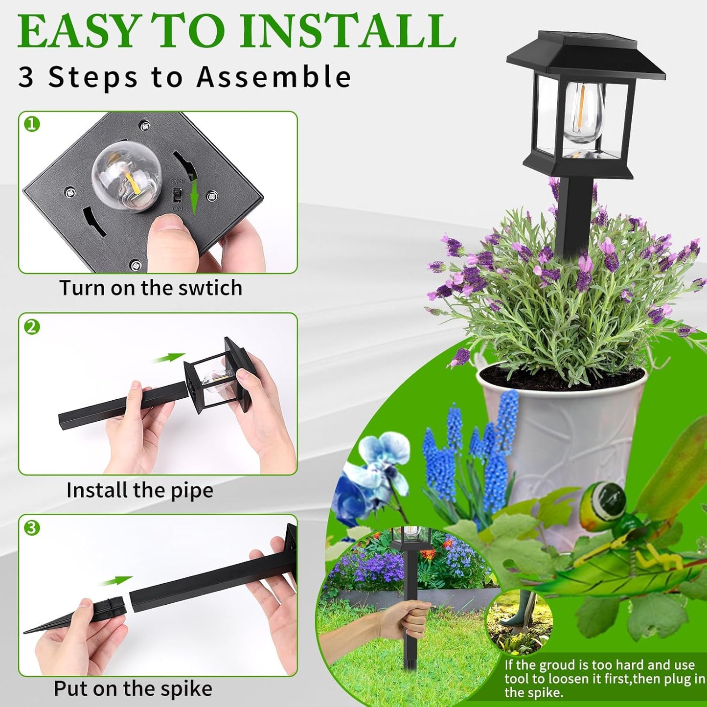 Solar Lights Outdoor,12 Pack Waterproof Auto On/Off Solar Pathway Lights for Your Garden