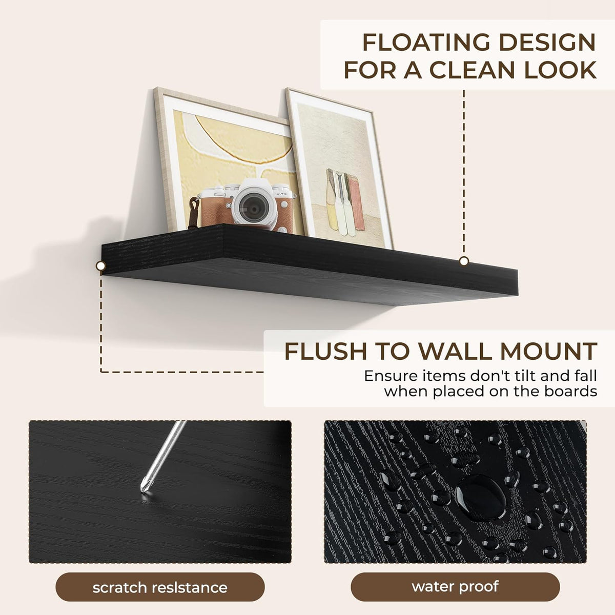 RICHFOCUS 31.5Inch Floating Shelves for Wall 2 Pack Shelves for Bedroom|Kitchen|Bathroom Wall