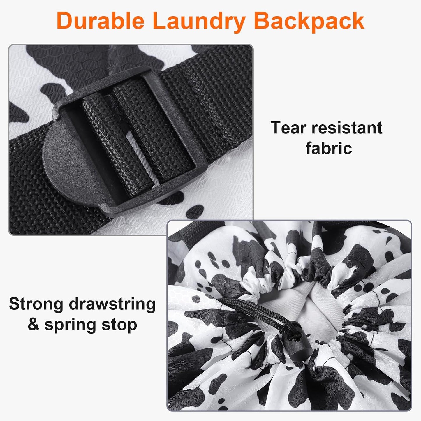 Femuar Laundry Bag Backpack Durable Laundry Bag with Shoulder Straps and Mesh Pockets Portable