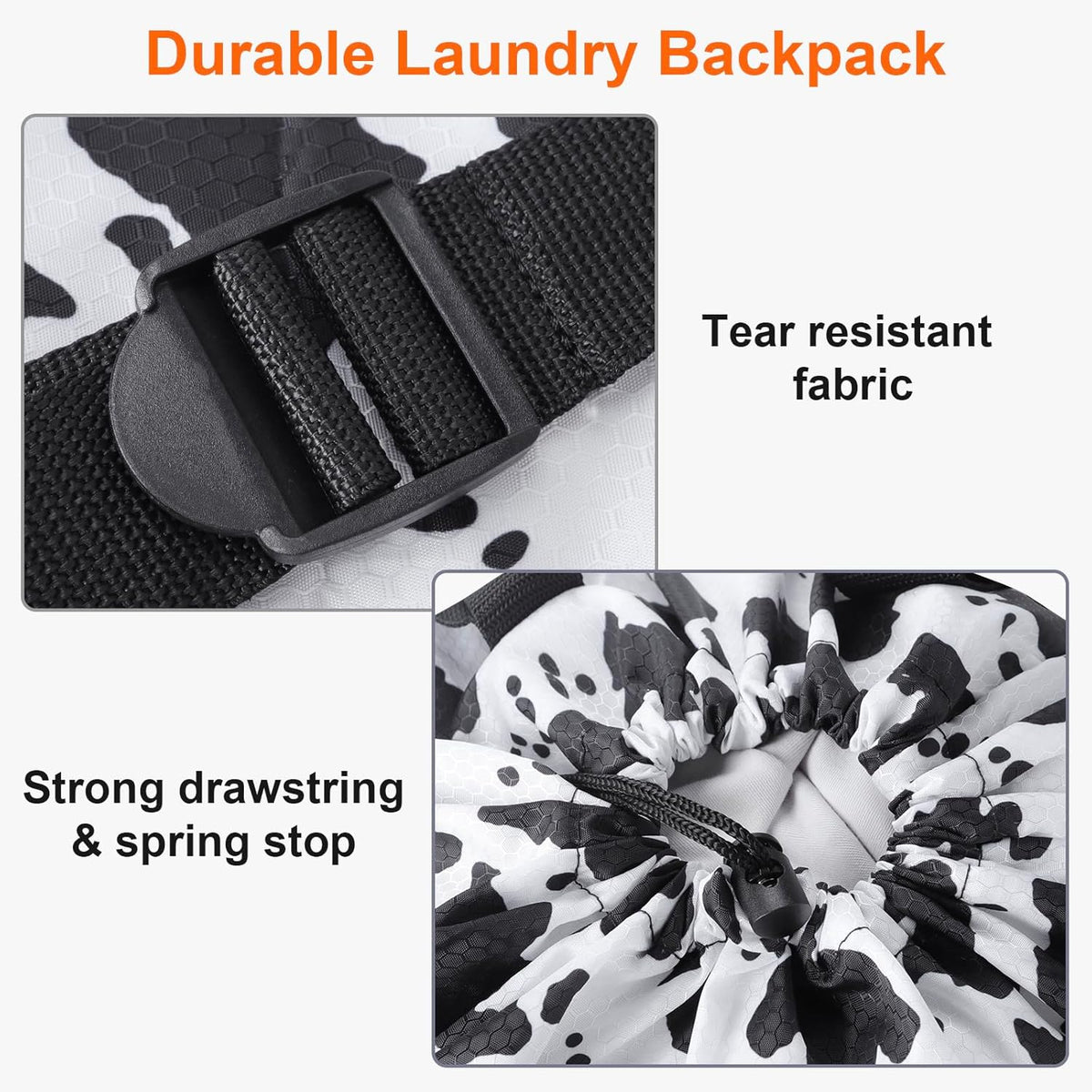 Femuar Laundry Bag Backpack Durable Laundry Bag with Shoulder Straps and Mesh Pockets Portable