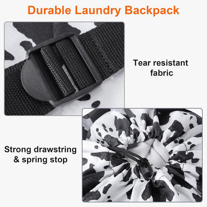 Femuar Laundry Bag Backpack Durable Laundry Bag with Shoulder Straps and Mesh Pockets Portable
