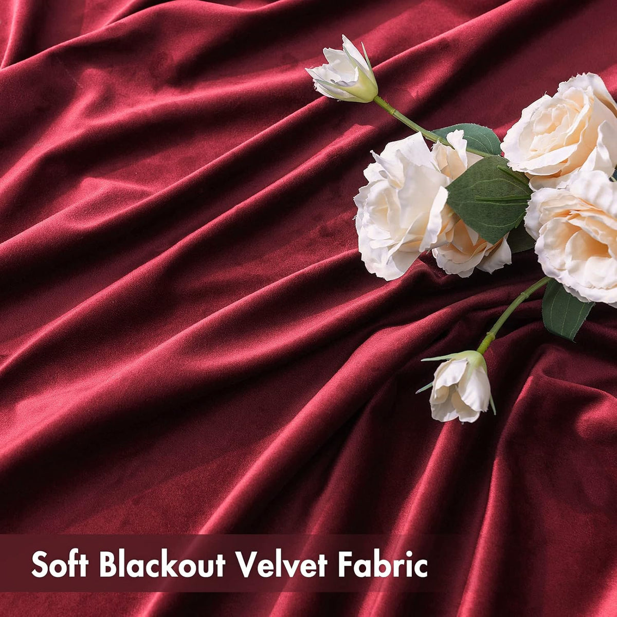 MIULEE Burgundy Velvet Curtains Thermal Insulated Blackout Curtain Christmas Drapes for Bedroom