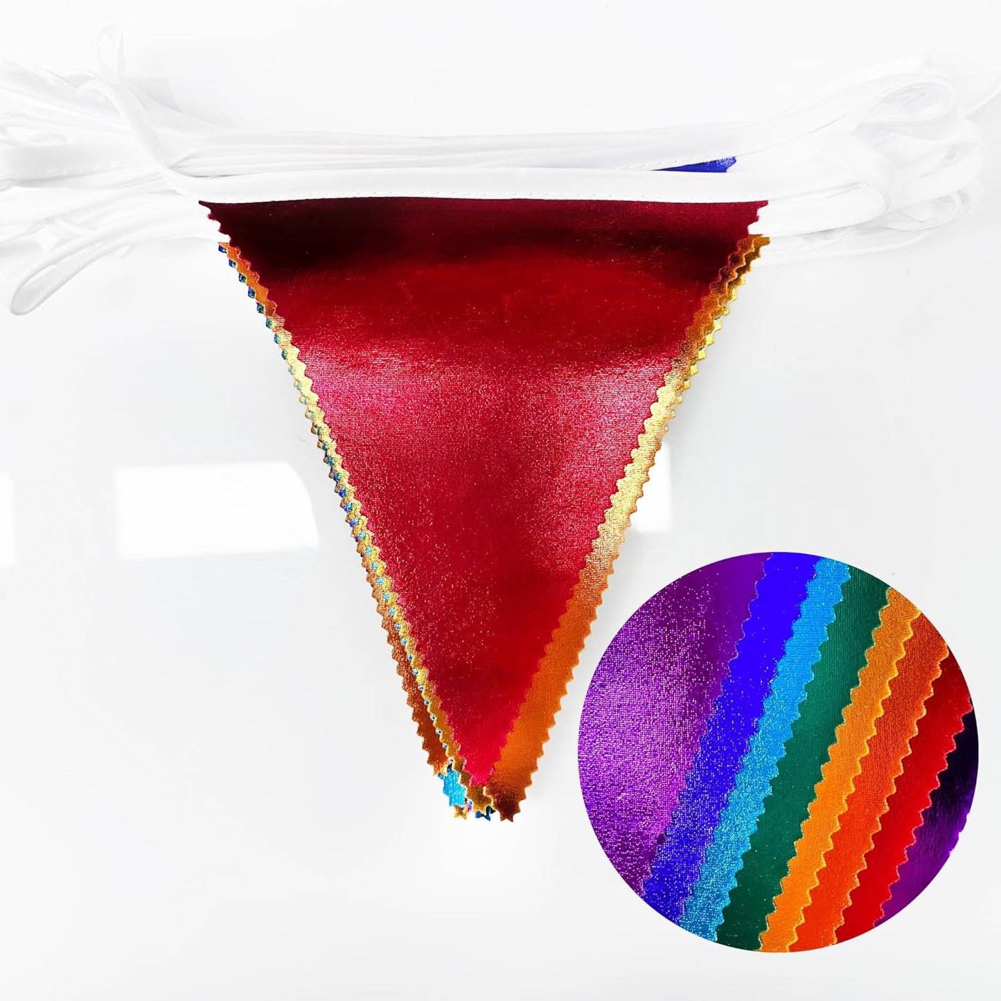 Rainbow Party Decorations Colorful Metallic Fabric Triangle Pennant Banner Flag Bunting Garland for