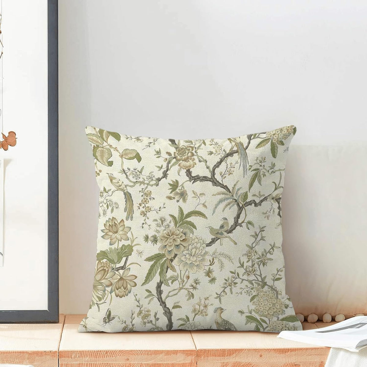 CXMEIFLY Spring Floral Birds Pillow Covers 20 x 20 Inch Set of 2 for Chinoiserie Flowers Decor