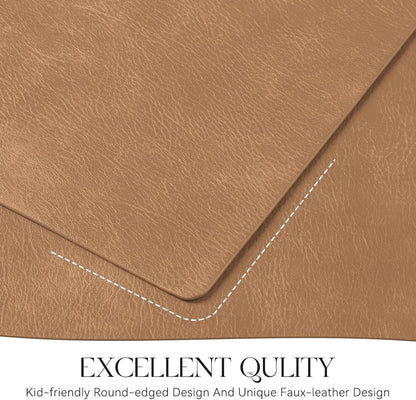 MOSAYT Vinyl Placemats Set of 8-12 X 17 Inch - Faux Leather 100% Waterproof Oil-Proof Wipeable PU
