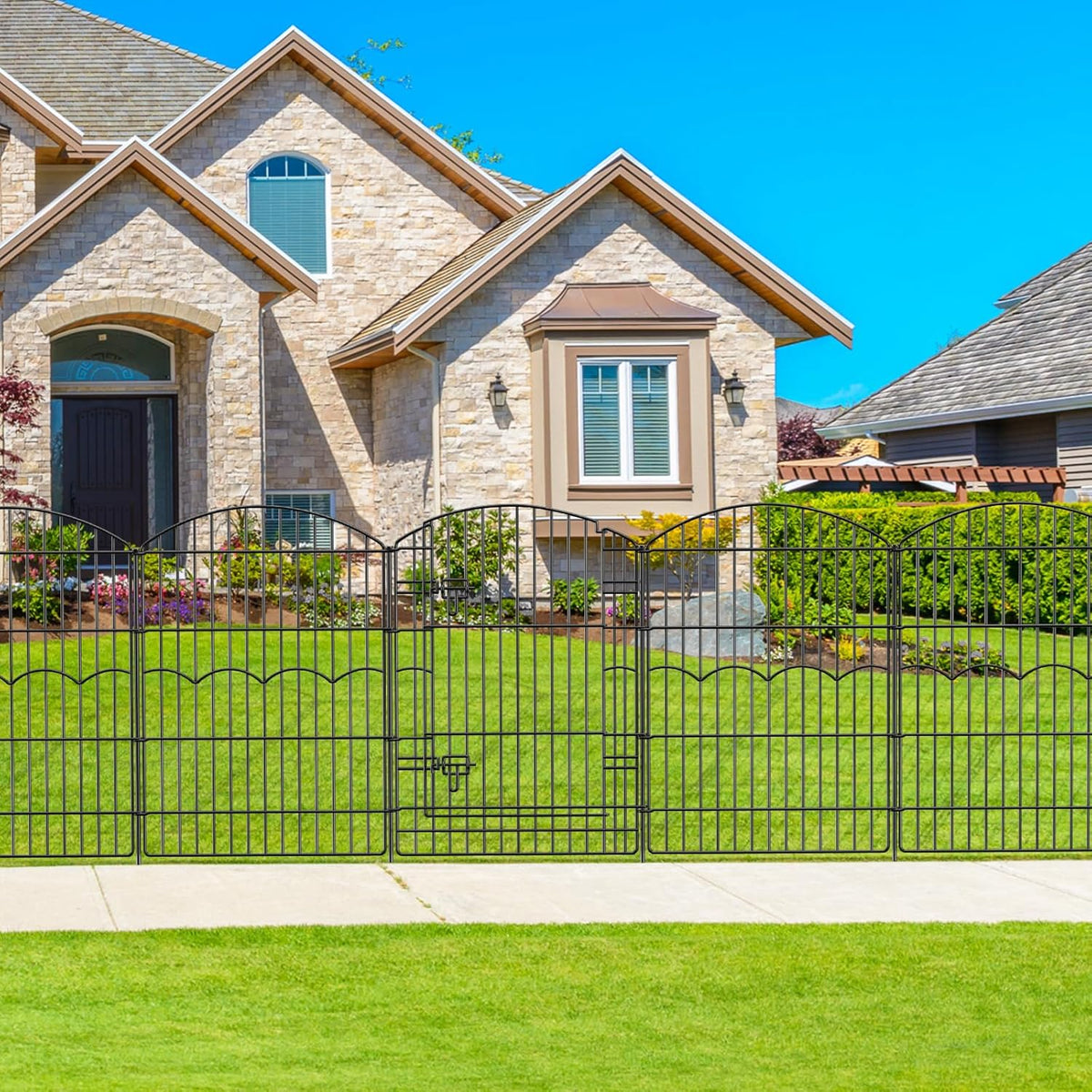 Decorative Garden Fence 6 Panels 14.8ft(L)×38in(H) No Dig Animal Barrier Fencing with 5 Panels + 1