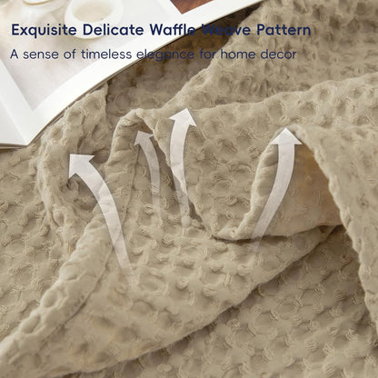 PHF Ultra Soft Waffle Weave Blanket Queen Size 90"x 90"- Washed Lightweight Breathable Cozy Woven
