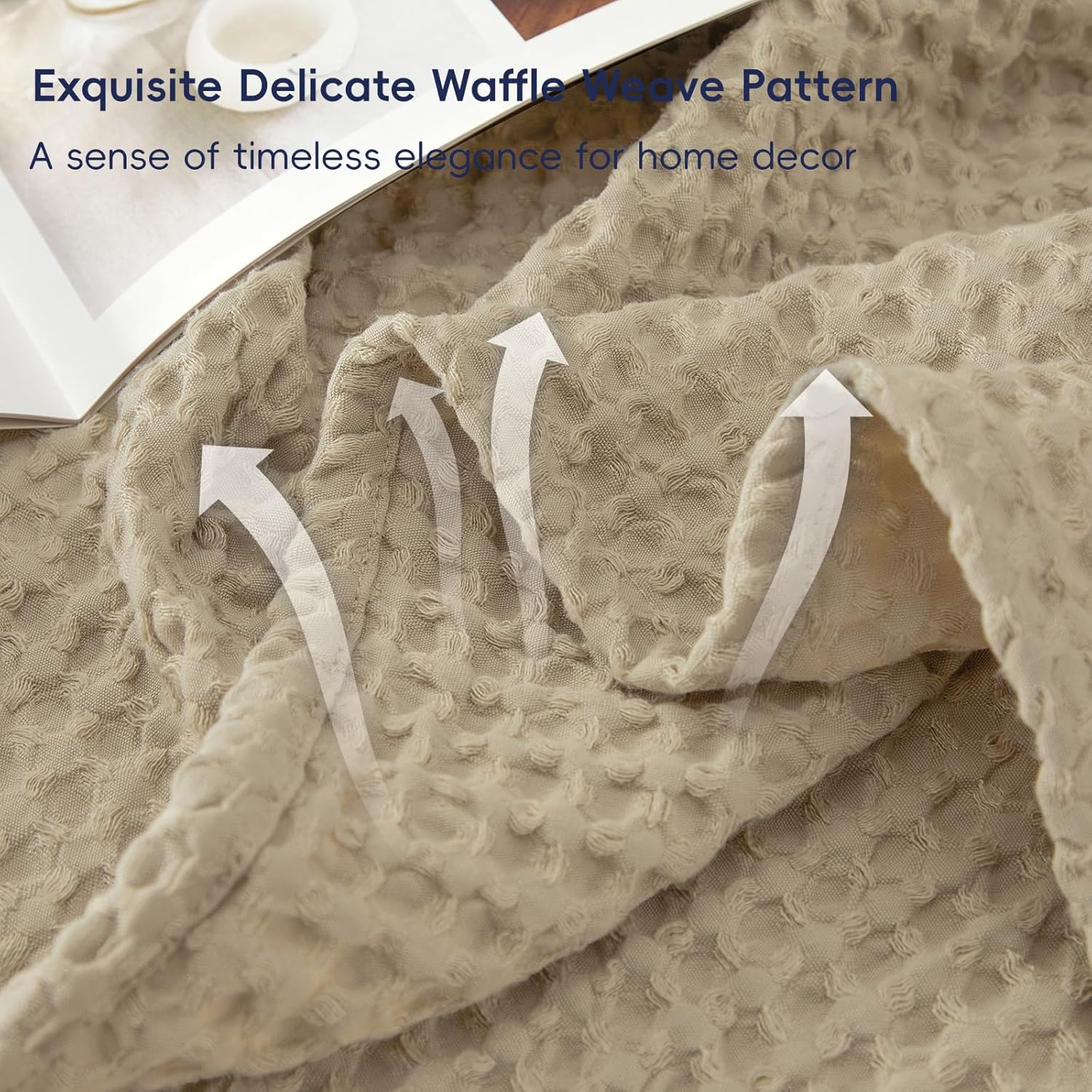 PHF Ultra Soft Waffle Weave Blanket King Size 104"x 90"- Washed Lightweight Breathable Cozy Woven