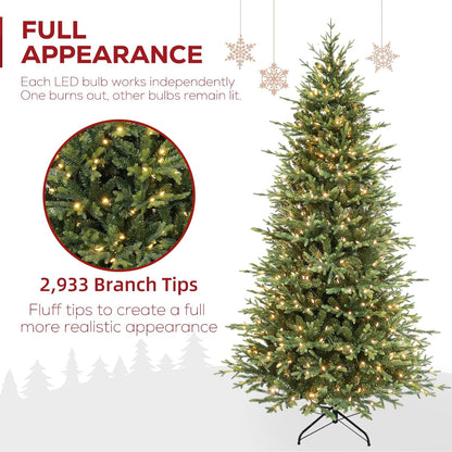 Hykolity 7.5 ft Prelit Artificial Christmas Tree, 2933 PE&PVC Branch Tips, 450 Warm White LED