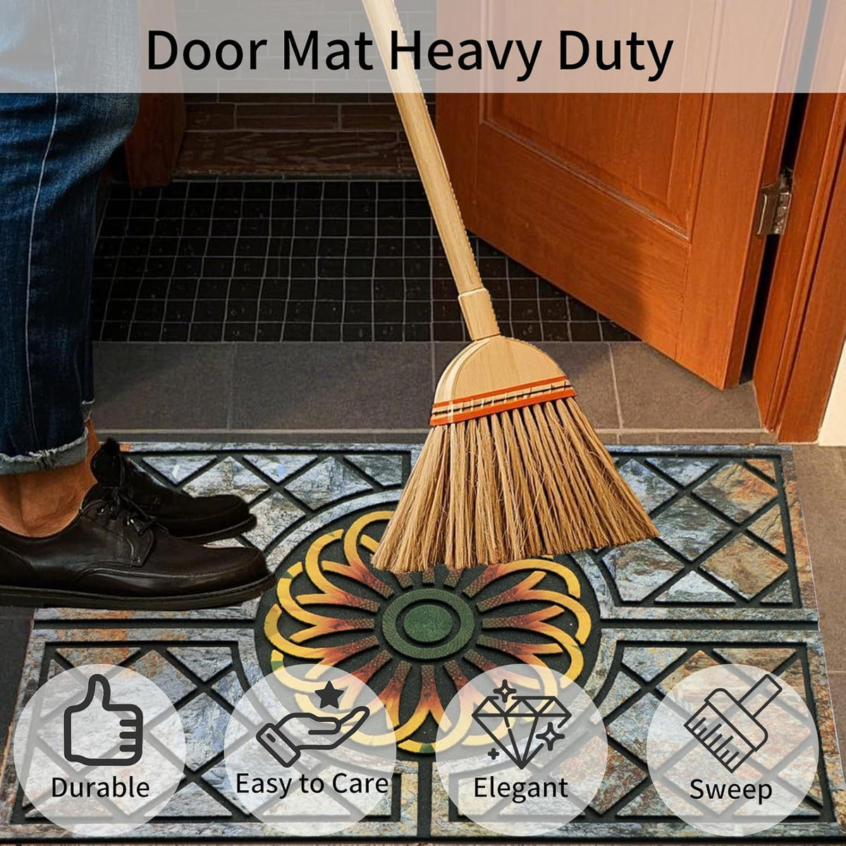 Door Mat Welcome Mat, Heavy Duty Door Mat 17.7 x 29.5 Inch Front Door Mat Rug Doormat for Outdoor