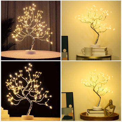 108 LED Sparkly Fairy Tree Lamp, Warm White, Remote Control, USB/Battery, 8 Modes, DIY Bonsai