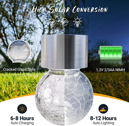 GIGALUMI 12 Pack Solar Outdoor Lights, Solar Hanging Lights for Christmas Decoration-Cracked Glass