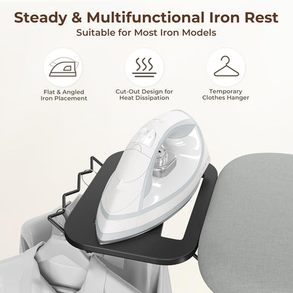 Yaheetech Foldable Ironing Board, Heavy Duty Iron Board with 9 Adjustable Heights, 4 Layer Cover