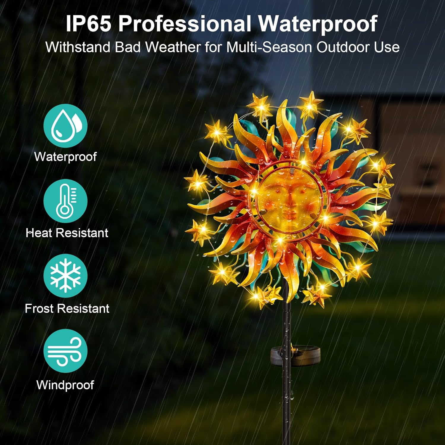 Solar Wind Spinners for Yard and Garden - 60.3 Inch 360° Metal Sun Wind Sculptures Outdoor