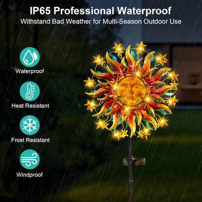 Solar Wind Spinners for Yard and Garden - 60.3 Inch 360° Metal Sun Wind Sculptures Outdoor