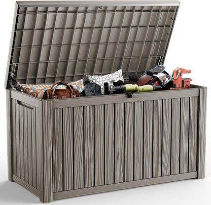DRATO 180 Gallon Deck Box, Waterproof Resin Large Outdoor Storgae Box for Patio Furniture, Patio