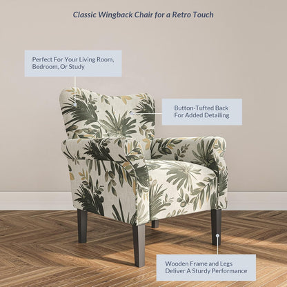 BELLEZE Modern Accent Chair for Living Room, High Back Floral Armchair with Wooden Legs