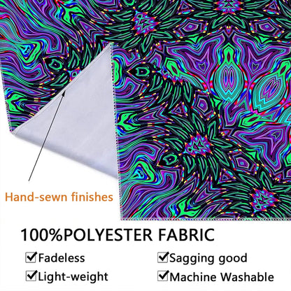 PSYHILAR Blacklight Mandala Tapestry for Bedroom, Psychedelic Black Light Posters for Adults and