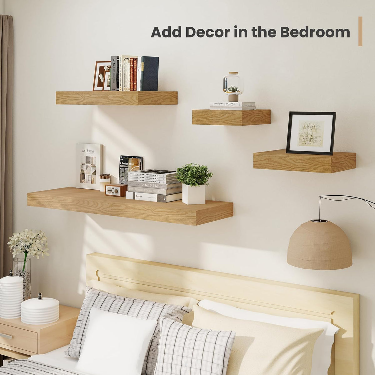 Heimlove 12 Inch Deep Floating Shelves, 16 x 12 inches Long Wall Shelf, Large Extra Display Shelf &