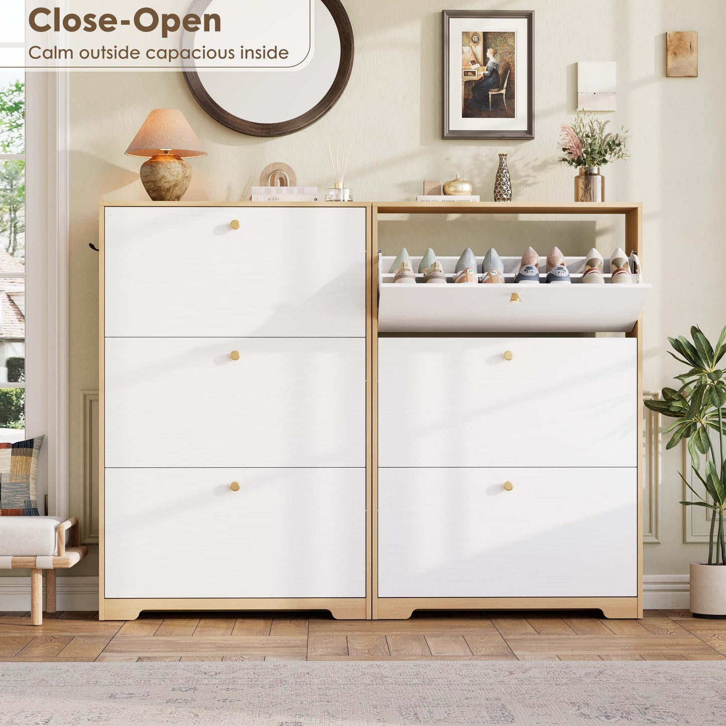 Nicetree Shoe Storage Cabinet for Entryway, Modern Shoe Cabinet, Freestanding Shoe Rack Cabinet