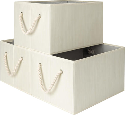 StorageWorks Storage Baskets for Shelves, Foldable Fabric Closet Storage Bins with Handles, Fabric